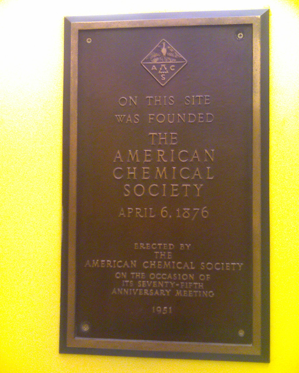 little did I know that the American Chemical Society was founded in NYC